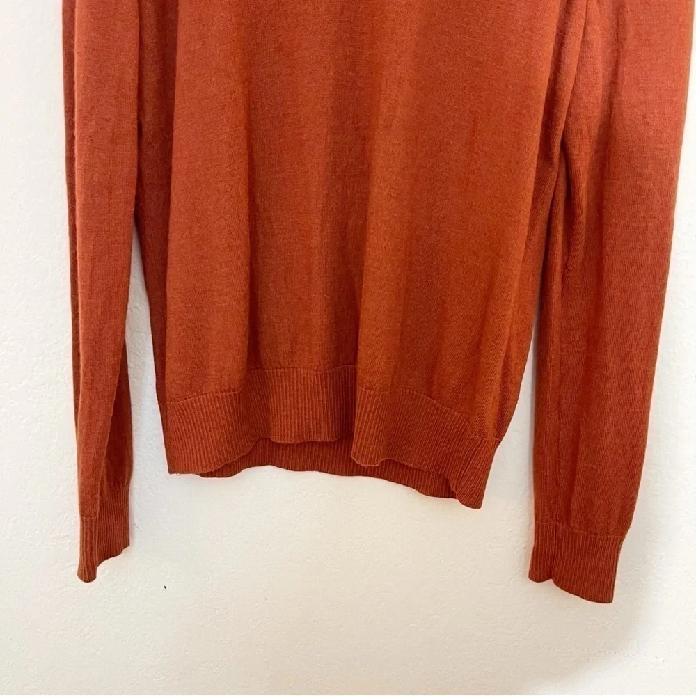 Banana Republic Extra Fine Merino Wool V-Neck Lightweight Sweater Large Brown